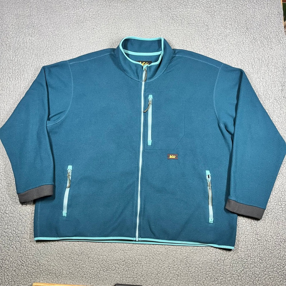 REI VINTAGE Fleece Jacket Men 3XL Full Zip Outdoor Gorpcore Teal